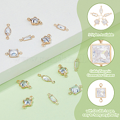 80Pcs 5 Styles Alloy Pave Clear Cubic Zirconia Connector Charms&nbsp;FIND-HS0001-D