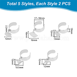 10Pcs 10 Style 304 Stainless Steel Open Cuff Rings Set&nbsp;RJEW-AB00001