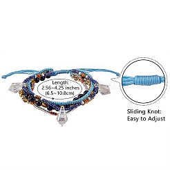 Sparkling Glass Seed Beads 5 Layered Anklet&nbsp;AJEW-SW00006-03