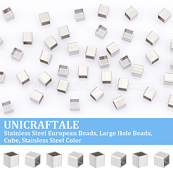 50Pcs 304 Stainless Steel European Beads&nbsp;FIND-UN0061-09
