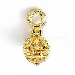 Brass Micro Pave Clear Cubic Zirconia Bead Cage Pendants&nbsp;KK-K271-27G