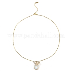 Tiger with Bowknot Light Gold Brass Micro Pave Cubic Zirconia Pendant Necklaces&nbsp;NJEW-E105-22KCG