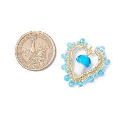 Mushroom Handmade Lampwork with Grade A Round Glass Seed Beads and Rack Plating Alloy Open Back Bezel Pendants and Electroplate Glass Beads Pendants&nbsp;PALLOY-MZ00689-03
