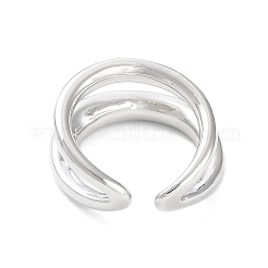 Brass Double Line Open Cuff Rings for Women&nbsp;RJEW-D016-06P