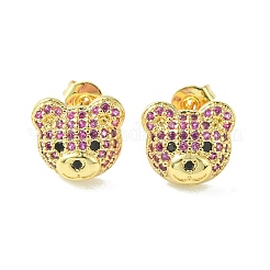 Bear Cubic Zirconia Stud Earrings&nbsp;EJEW-F312-01G