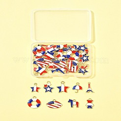 45Pcs 9 Styles Independence Day Alloy Enamel Pandants&nbsp;FIND-FS0004-09