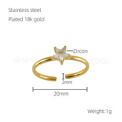 304 Stainless Steel Micro Pave Clear Cubic Zirconia Cuff Rings for Women&nbsp;FS-WGE9F4E-04