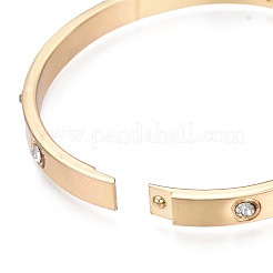 Brass Hinged Bangle with Crystal Rhinestone for Women&nbsp;BJEW-S118-127G