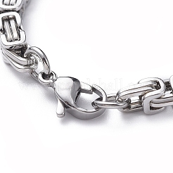 Tarnish Resistant Unisex 201 Stainless Steel Byzantine Chain Bracelets&nbsp;BJEW-L637-34A-P