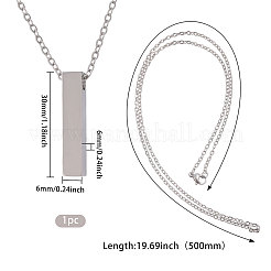 304 Stainless Steel Rectangle Pendant Urn Ashes Necklaces&nbsp;NJEW-WH0036-031P