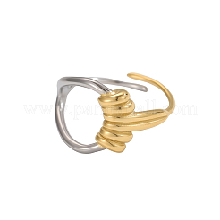 Two Tone 304 Stainless Steel Cuff Rings&nbsp;STAS-OY018-11GP