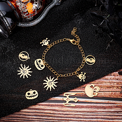 12Pcs 6 Style 201 Stainless Steel Pendants&nbsp;STAS-UN0020-22G