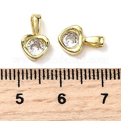 Heart Brass Micro Pave Cubic Zirconia Charms&nbsp;KK-C134-08G