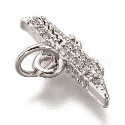 Brass Micro Pave Clear Cubic Zirconia Charms&nbsp;ZIRC-B002-53P