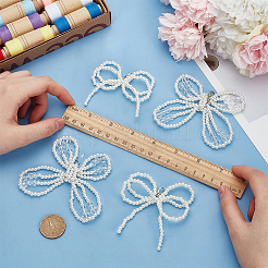 2 Pairs 2 Styles Bowknot ABS Imitation Pearl Shoe Lace Decorations&nbsp;DIY-FG0006-57