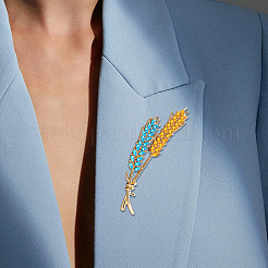 4Pcs 2 Colors Wheat Alloy Rhinestone Brooches for Backpack Clothes&nbsp;JEWB-HY0001-48