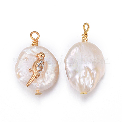 Natural Cultured Freshwater Pearl Pendants&nbsp;PEAR-E013-38