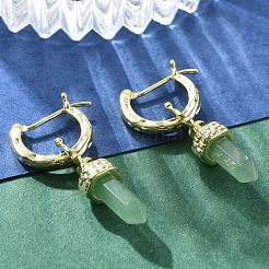 Natural Mixed Stone Hoop Earrings&nbsp;EJEW-P306-01G