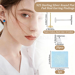 2 Styles 925 Sterling Silver Flat Pad Stud Earring Findings&nbsp;STER-BBC0009-78