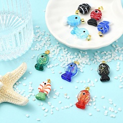 5Pcs 5 Colors Handmade Dichroic Foil Lampwork Pendants&nbsp;DICH-YW0001-01
