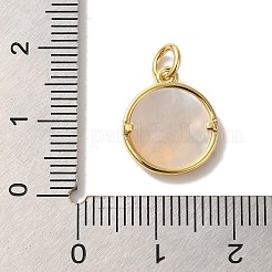 Rack Plating Brass Pave Shell Flat Round with Angel Charms&nbsp;KK-U027-40G