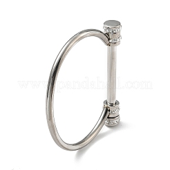 304 Stainless Steel D Shape Bar Screw Bangle with Cubic Zirconia&nbsp;LS-STAS-E057-01P