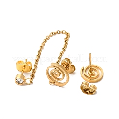 PVD Vacuum Plating 304 Stainless Steel Dangle Chains Stud Earrings&nbsp;EJEW-C049-01G