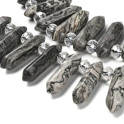 Natural Map Stone Double Terminated Point Beads Strands&nbsp;G-H069-A09-01
