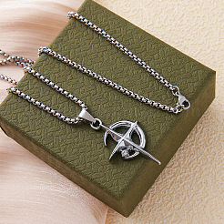 Star Moon Stainless Steel Crystal Rhinestone Pendant Necklaces&nbsp;FS-WGC8607-01