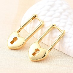 Brass Lock Hoop Earrings&nbsp;EJEW-Z121-03G