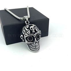 Punk Retro 304 Stainless Steel Skull Pendant Necklaces for Women Men&nbsp;LM6157