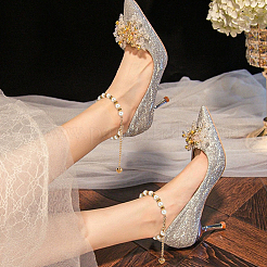 4Pcs 2 Colors Round ABS Plastic Imitation Pearl Anti-Loose High Heel Shoelaces&nbsp;AJEW-PH0011-71