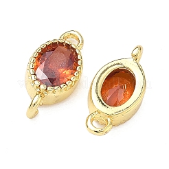 Brass Pave Cubic Zirconia Oval Connector Charms&nbsp;KK-P348-07G-06