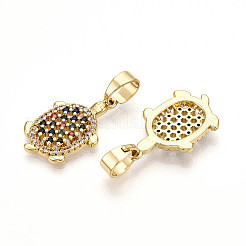 Brass Micro Pave Cubic Zirconia Pendants&nbsp;KK-N257-02G