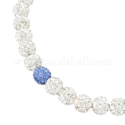 1Pc Polymer Clay Rhinestone Round Beaded Stretch Necklaces&nbsp;NJEW-SP0001-14F