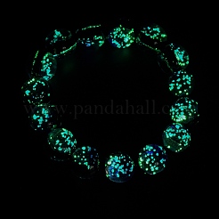 14MM Luminous Handmade Foil Glass Round Beaded Stretch Bracelets&nbsp;LA-CBA41F9-01B