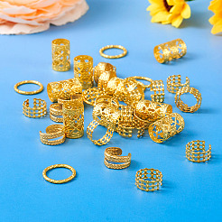 120Pcs 4 Styles Iron Dreadlocks Beads Hair Decoration&nbsp;FIND-TA0005-09G