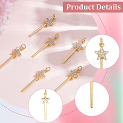 6Pcs Rack Plating Brass Micro Pave Clear Cubic Zirconia Pendants&nbsp;KK-SC0007-88