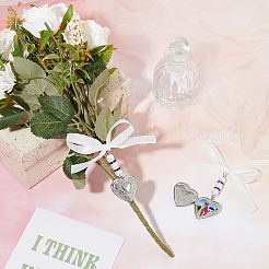 2Pcs 316 Stainless Steel Locket Heart Wedding Bouquet Pendants Decorations&nbsp;HJEW-UN00043