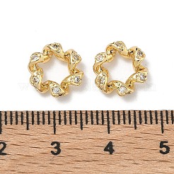 Brass Micro Pave Clear Cubic Zirconia European Beads&nbsp;KK-D228-03G