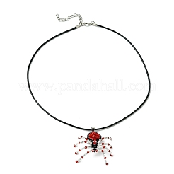 Braided Glass Seed Bead Spider Pendant Necklaces&nbsp;NJEW-MZ00036-04