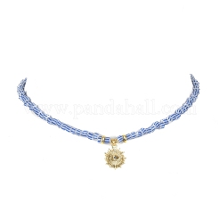Alloy Pendant Necklace with Glass Seed Beaded Chains&nbsp;NJEW-JN04381
