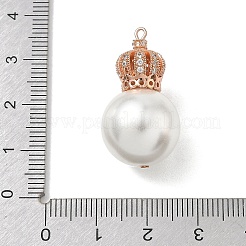 Brass Micro Pave Clear Cubic Zirconia and Creamy White Imitation Pearl Pendants&nbsp;KK-A300-13B-RG