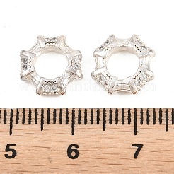 Octagon Brass Micro Pave Clear Cubic Zirconia European Beads&nbsp;KK-B186-15P