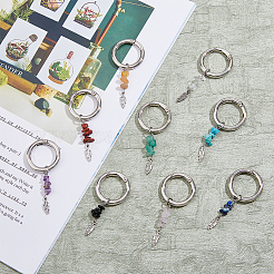 Natural & Synthetic Gemstone Chips & Alloy Feather Shoes Charms&nbsp;HJEW-FH00046