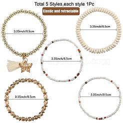 1 Set Bohemian Vacation Style Glass Beaded Stackable Stretch Bracelets Set for Women&nbsp;BJEW-SP0001-13