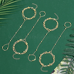 4Pcs Brass Satellite Chains Finger Ring Bracelets&nbsp;BJEW-HY0001-05G