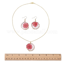 Inner Dried Flower Resin Dangle Earring & Pendant Necklaces Sets&nbsp;SJEW-FS00005