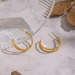 Two-layer C-Shaped 304 Stainless Steel Stud Earrings&nbsp;WU2409
