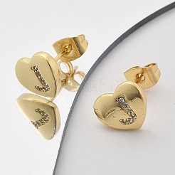 Rack Plating Brass Micro Pave Clear Cubic Zirconia Stud Earrings&nbsp;EJEW-K299-01G-J